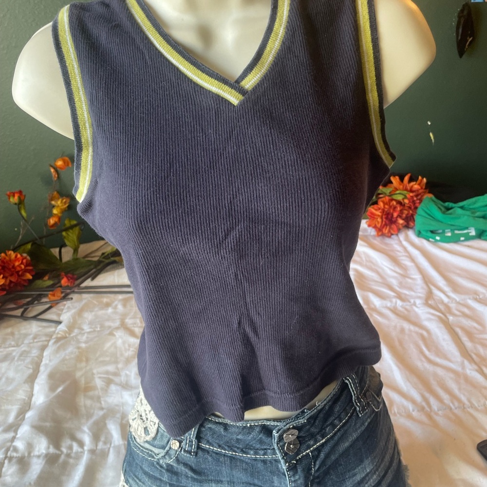Vintage American Eagle Outfitters Navy Sleeveless Sweater